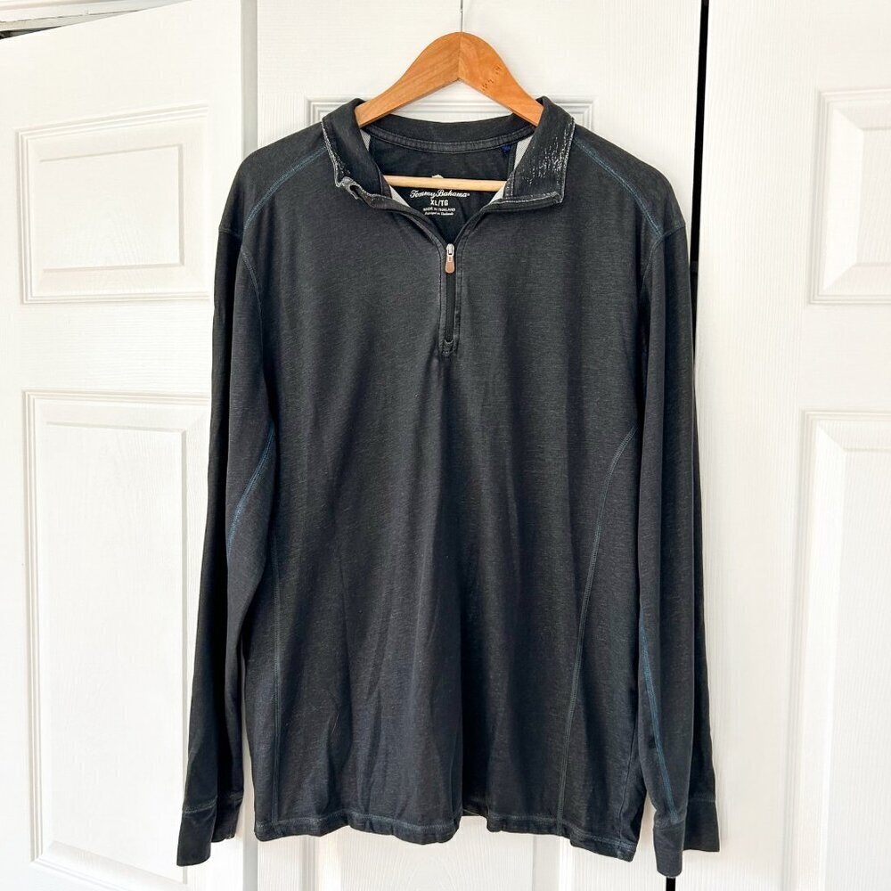 Tommy Bahama Men’s 1/4 Zip Pullover Charcoal Black Gray Men’s Size XL